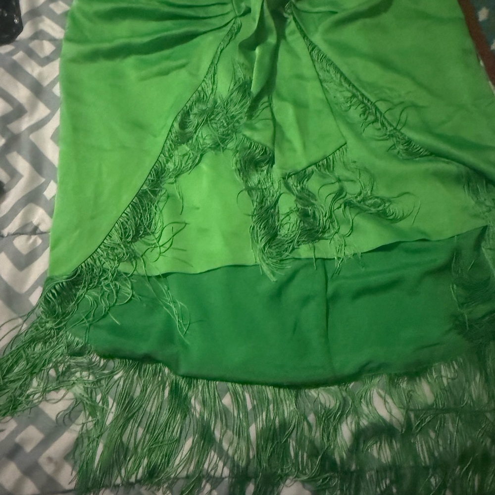 Eloquii Green Fringe Mini Skirt